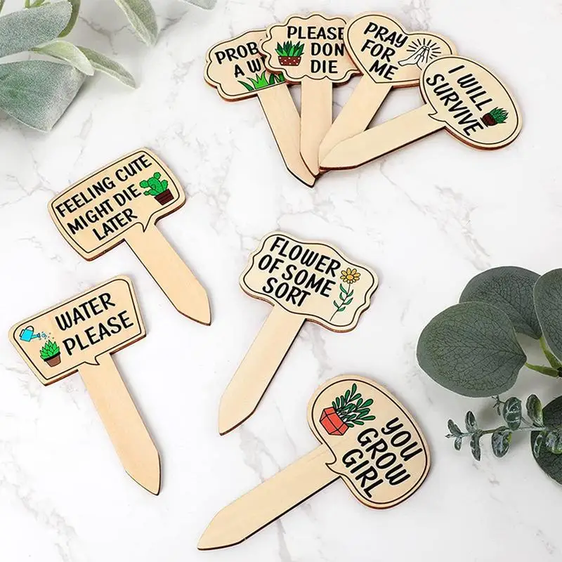 

15pcs Garden Plant Labels Marker Funny Plant Tags Wooden Garden Stakes Markers For Potted Plants Gardening Accessories Signs