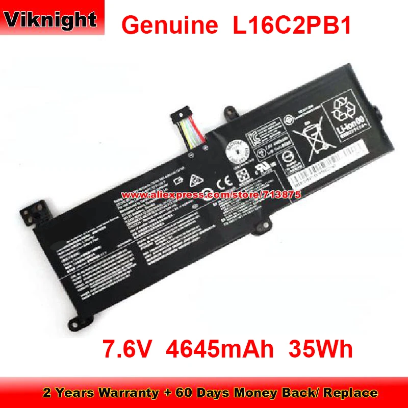 

Genuine L16C2PB1 Battery L16S2PB1 for Lenovo IDEAPAD 320 520 81w1 S145-14iil S145-15AST 320-15ABR 5B10M90490 7.6V 4645mAh 35Wh