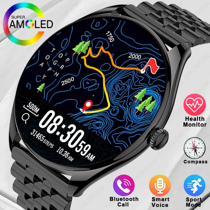 2026 DAORKOW New Ultra-Thin Smartwatch 1.43 Inch AMOLED Display Bluetooth Talk Multiple Motion Tracker Music Player USB Charging