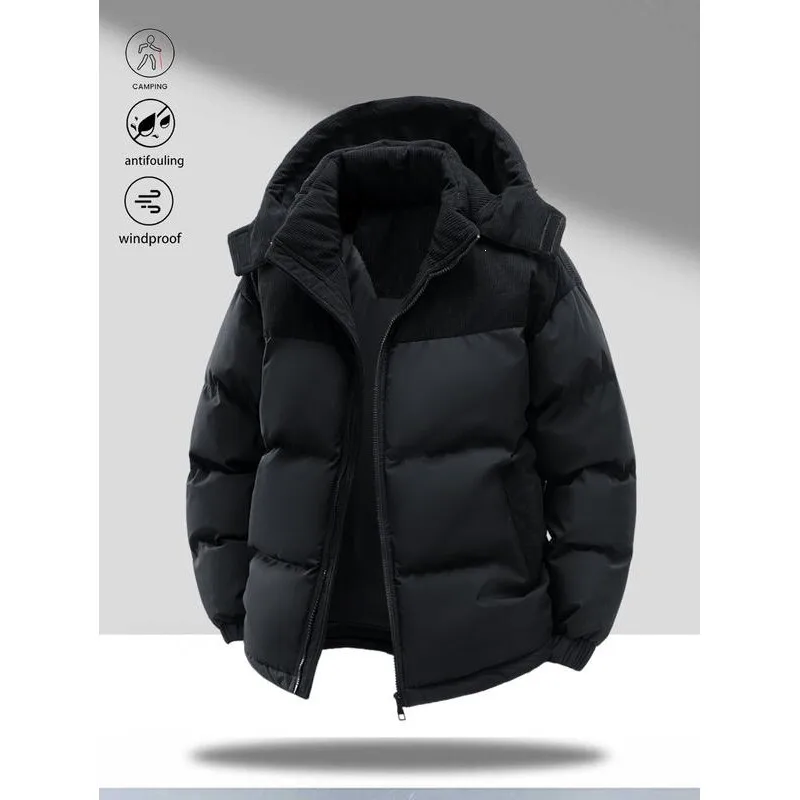 Men's Winter Cotton Jacket Outdoor Wear Resistant Long Coat Couples Fashion Middle-Aged Style Stand Collar Thin Model