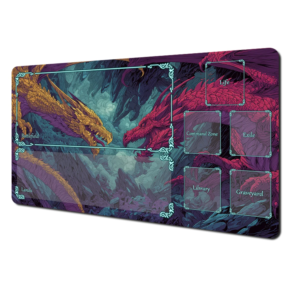 Tapete De Juego MTG De 24x14 Pulgadas Con Bolsa De Viaje Y 6 Dados - Base Antideslizante De Goma, Bordes Reforzados, Diseño Colorido De Alta Impresión