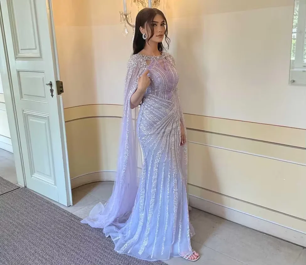 Dostosowane suknie wieczorowe na powrót zroszony cekiny syrenka tiulowe suknie balowe dla kobiet długie trzepoczące rękawy zamek błyskawiczny