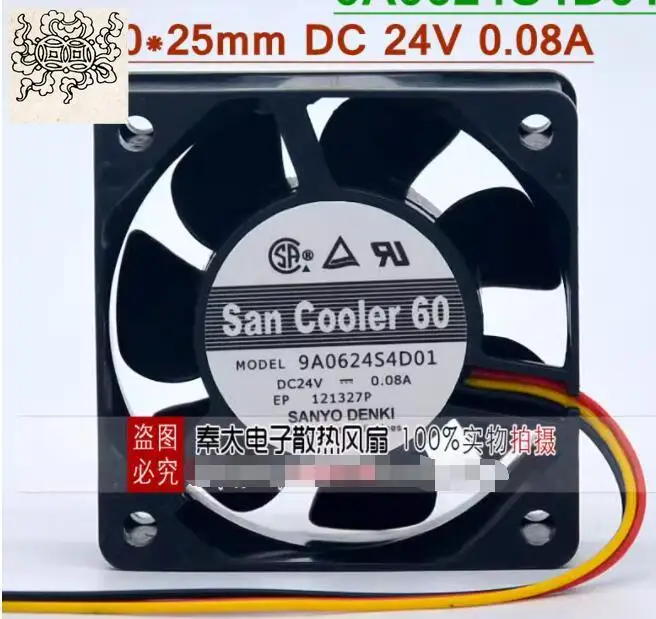 

Ltsf For SANYO DENKI 9A0624S4D01 DC 24V 0.08A 60x60x25mm 3-Wire Server Cooling Fan