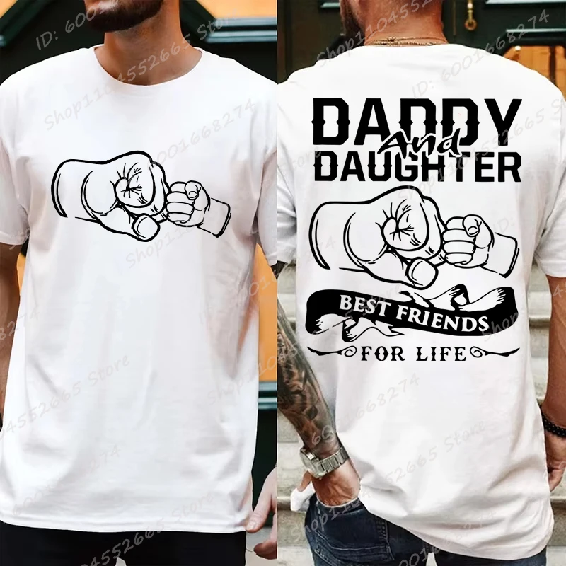 Daddy And Daughter Best Friends For Life Print T-shirts Men Summer Casual Short Sleeved T-shirts Dad Tees Father's Day T-shirts