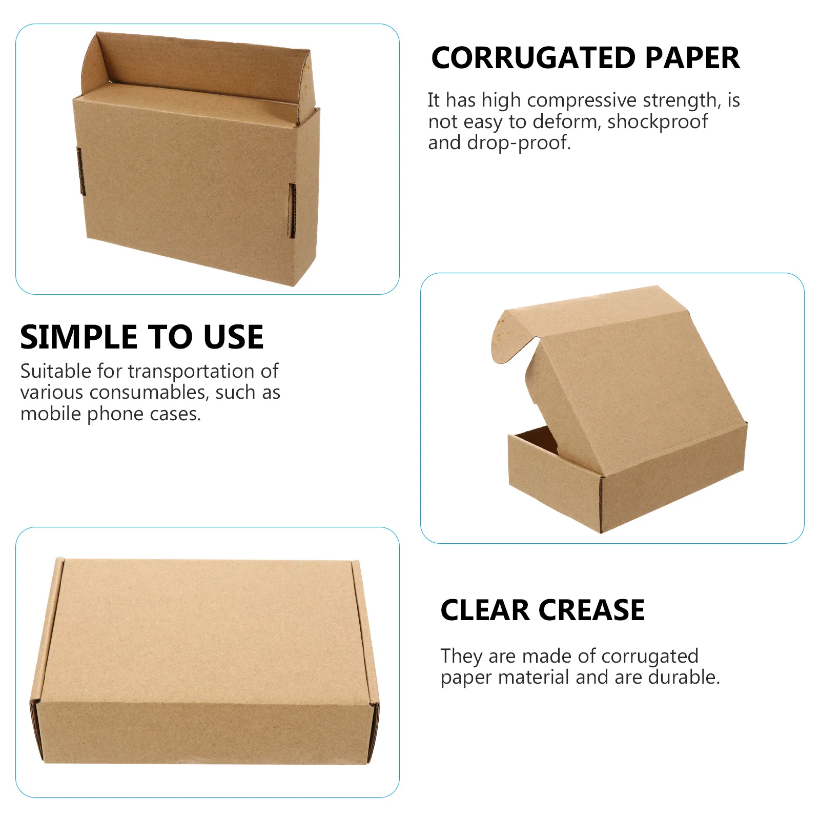 

50Pcs Foldable Corrugated Paper Boxes Moving Storage Packing Set Shockproof Resistant Storage Boxes