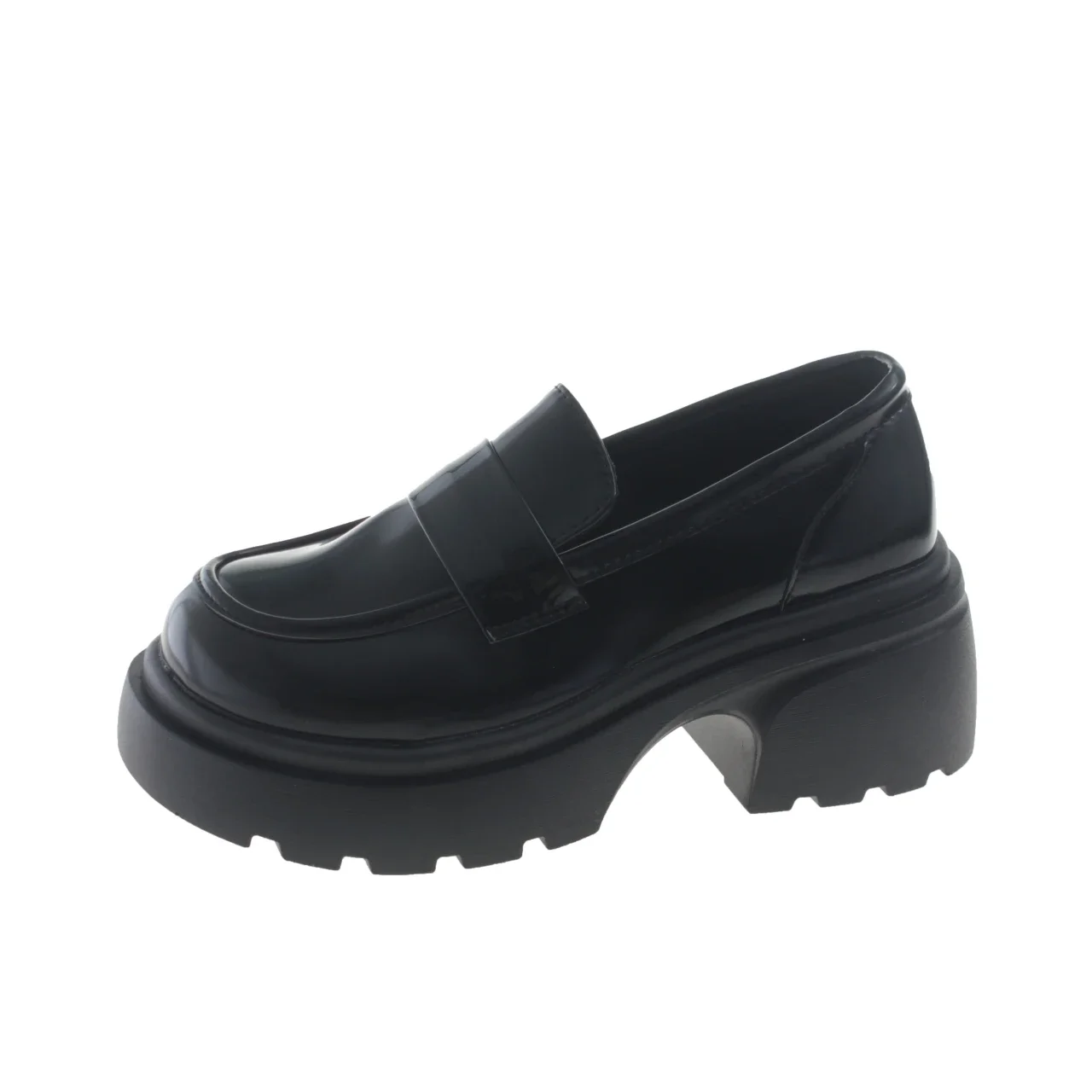 Zapatos De tacón alto sin cordones Oxford para Mujer, Zapatos De plataforma De cuero sólido, punta redonda, talla grande