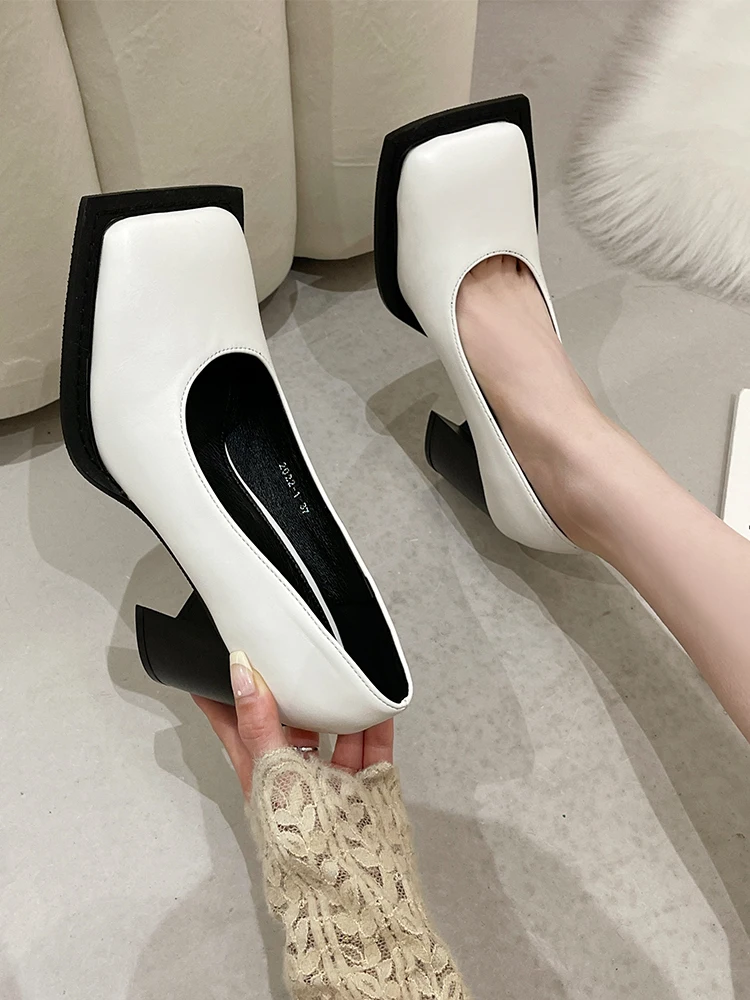 Shallow Mouth Casual Heels Women\'s High-Heeled Shoes 2024 Slip On Branded Pumps Basketball Platform Lace-Up Square Toe Sandals L