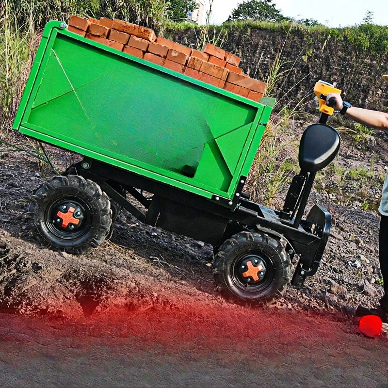 Electric large four-wheel ash bucket car hand push construction site brick mortar