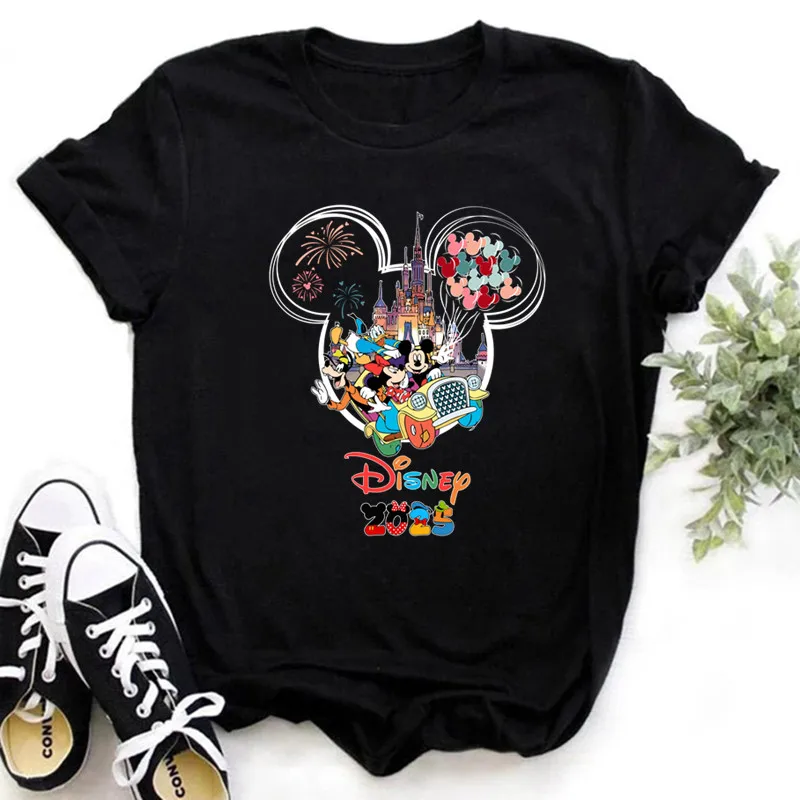 

Funny Disney Trip 2025 Micky Minnie Print Women T Shirt Y2k Clothes Short Sleeve Summer Tees for Women