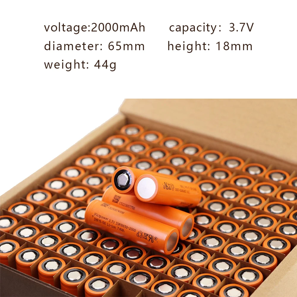 100 sztuk/partia 18650 litowo-akku akumulatory litowe 2000 mah18650 baterias 3.7v litowo-jonowa cena hurtowa