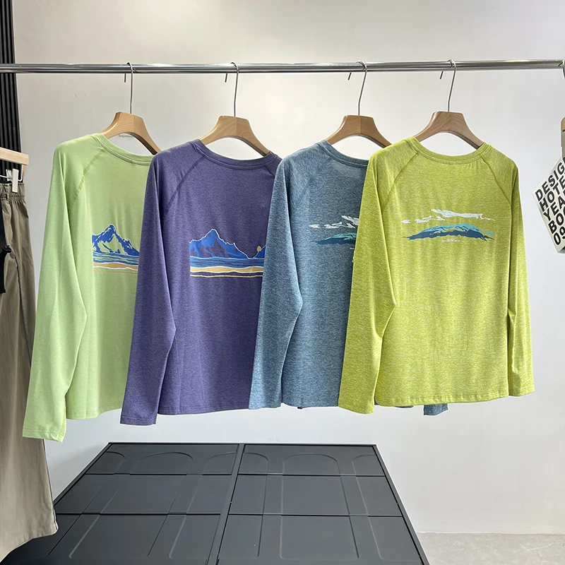 

Lightweight Breathable Qui-Dry Cool Loose oulder-Length Sve Long-Sve T-irt for Men And Women Couples Design Moist...