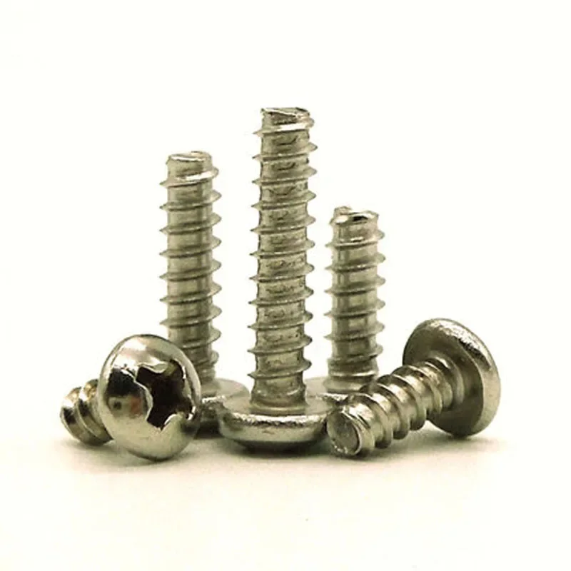 1Best 100pcs M1x3/4/5/6mm Length Nickel plating Round head Phillips screw Flat tail Self-tapping screws  Pan heads cross nail