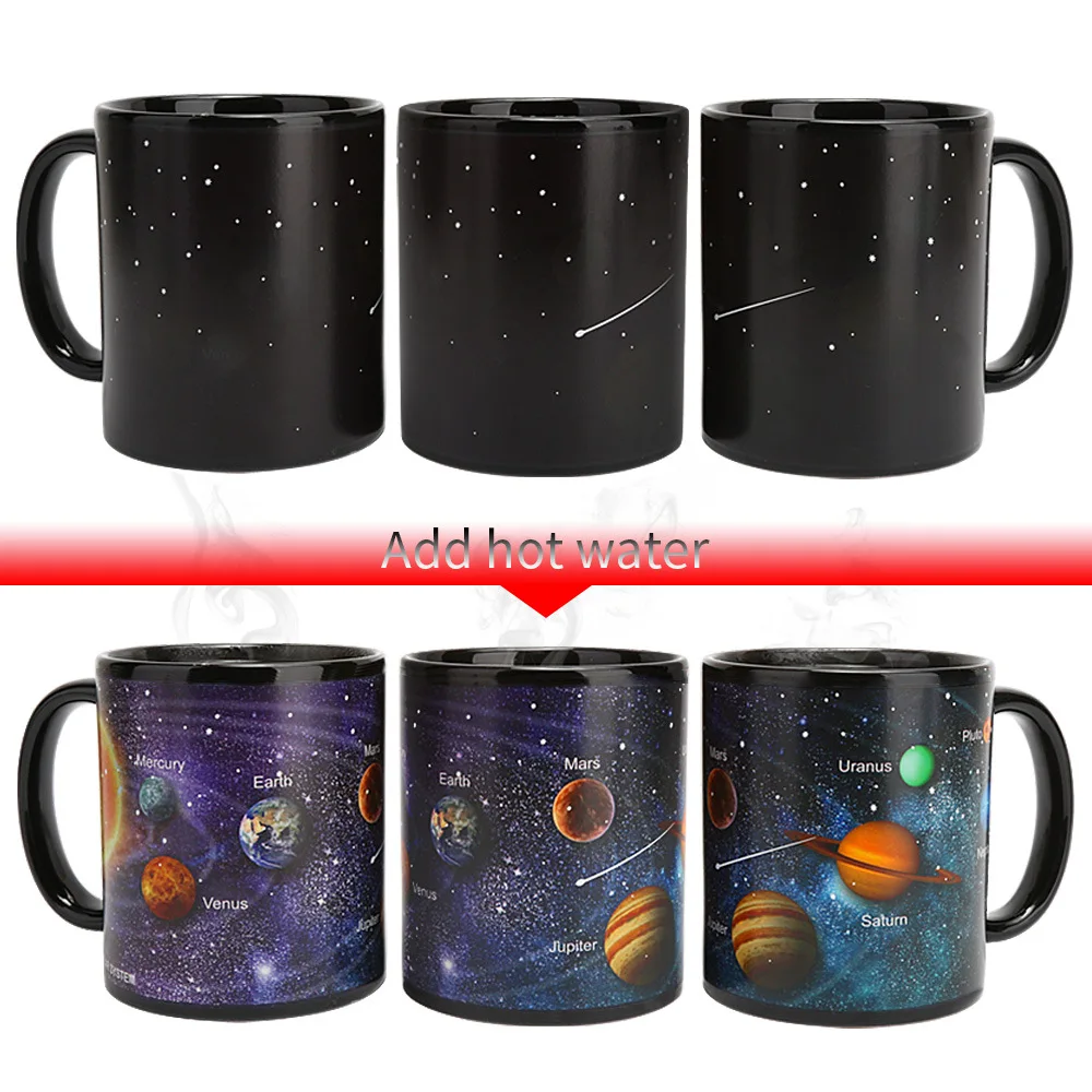 Magic Mug Solar System Color Changing Coffee Cup Outer Space Pattern Ceramic Water Heat Sensitive Coffee Summer Winter Drinkware