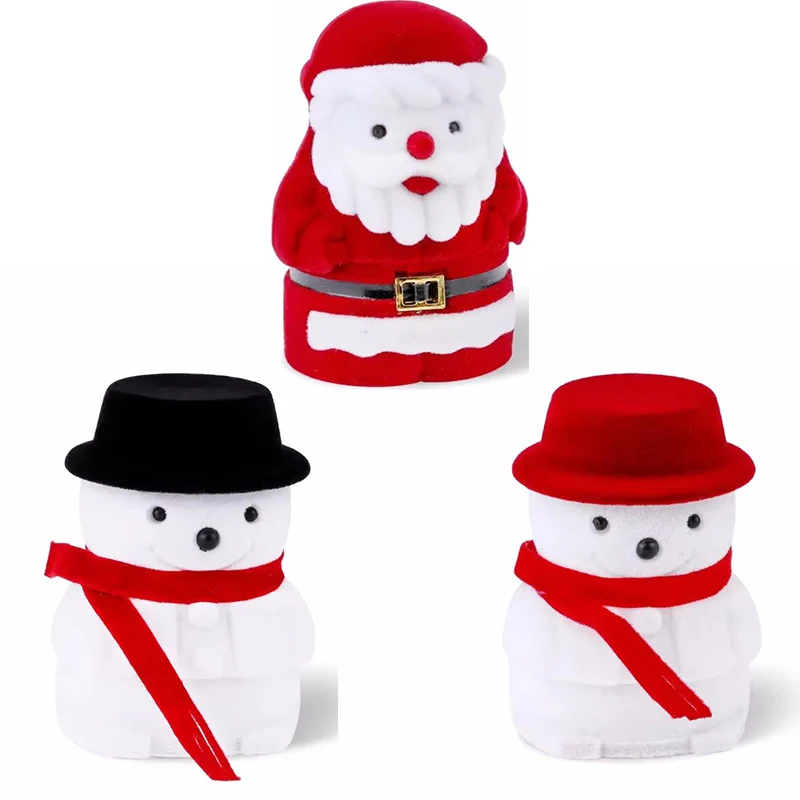 

1 piece Christmas Velvet gift box Santa Claus jewelry box ring box snowman Ring Case Earrings Holder for jewelry display