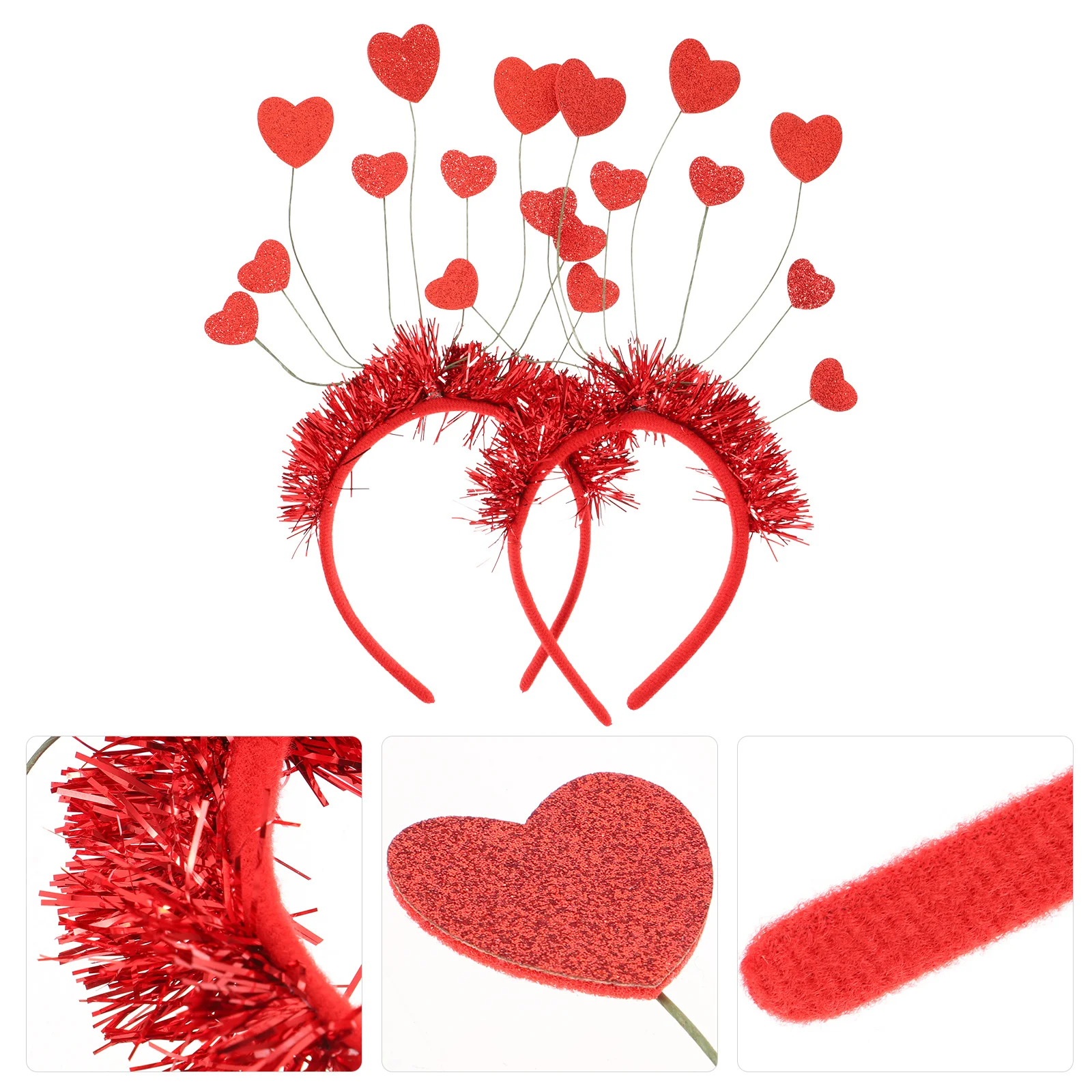 2 قطعة عقال القلب الأحمر للنساء البالغات عيد الحب غطاء الرأس حفلة عطلة الشعر الديكور الزفاف هدية للذكرى السنوية التبعي #1