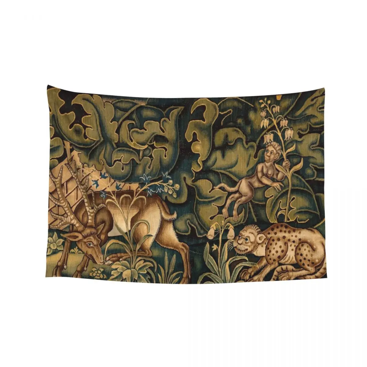 

FANTASTIC ANIMALS,DEER ,FLOWERS AND GREEN CABBAGE LEAVES ,Antique Floral Tapestry Nordic Home Decor House Decor Tapestry