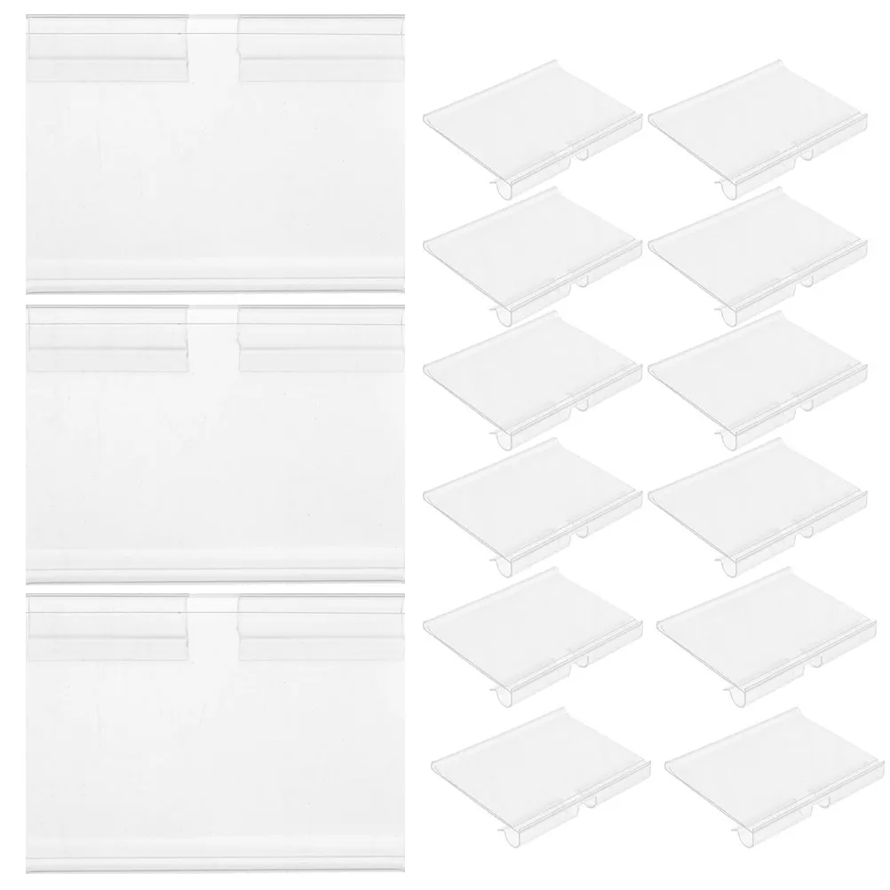 20Pcs PVC Sign Display Holder Portable Wear-Resistant Shelf Label Holder for Store Supermarket Exhibition Price Sign Stand Use