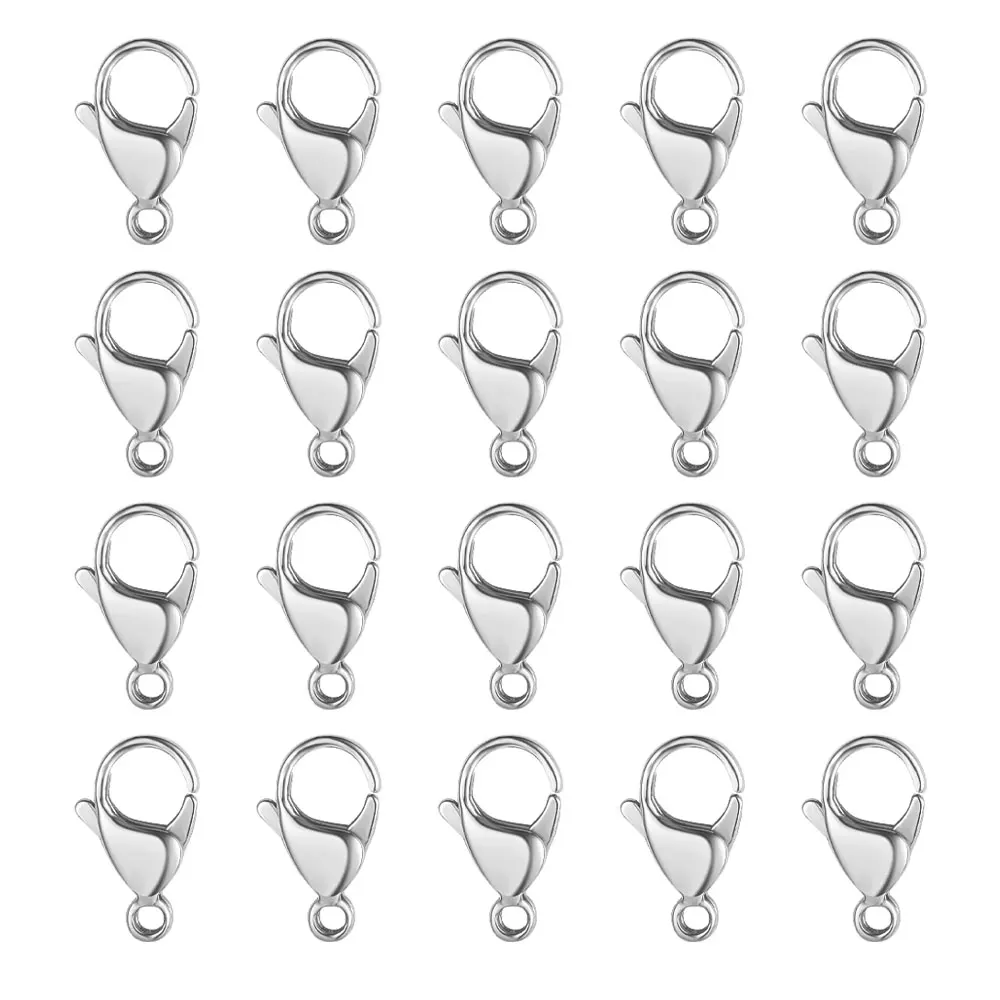 20pcs 304 Stainless Steel Lobster Clasp Wholesale Silver Gold 9-15mm Clip Claw Clasps diy Jewelry Finding Supplies