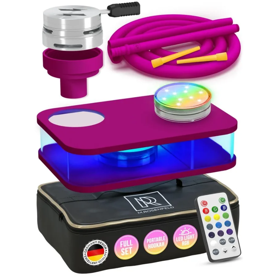

Purple Hookah Set With Everything Premium Small Hookah Set For Travel With Case