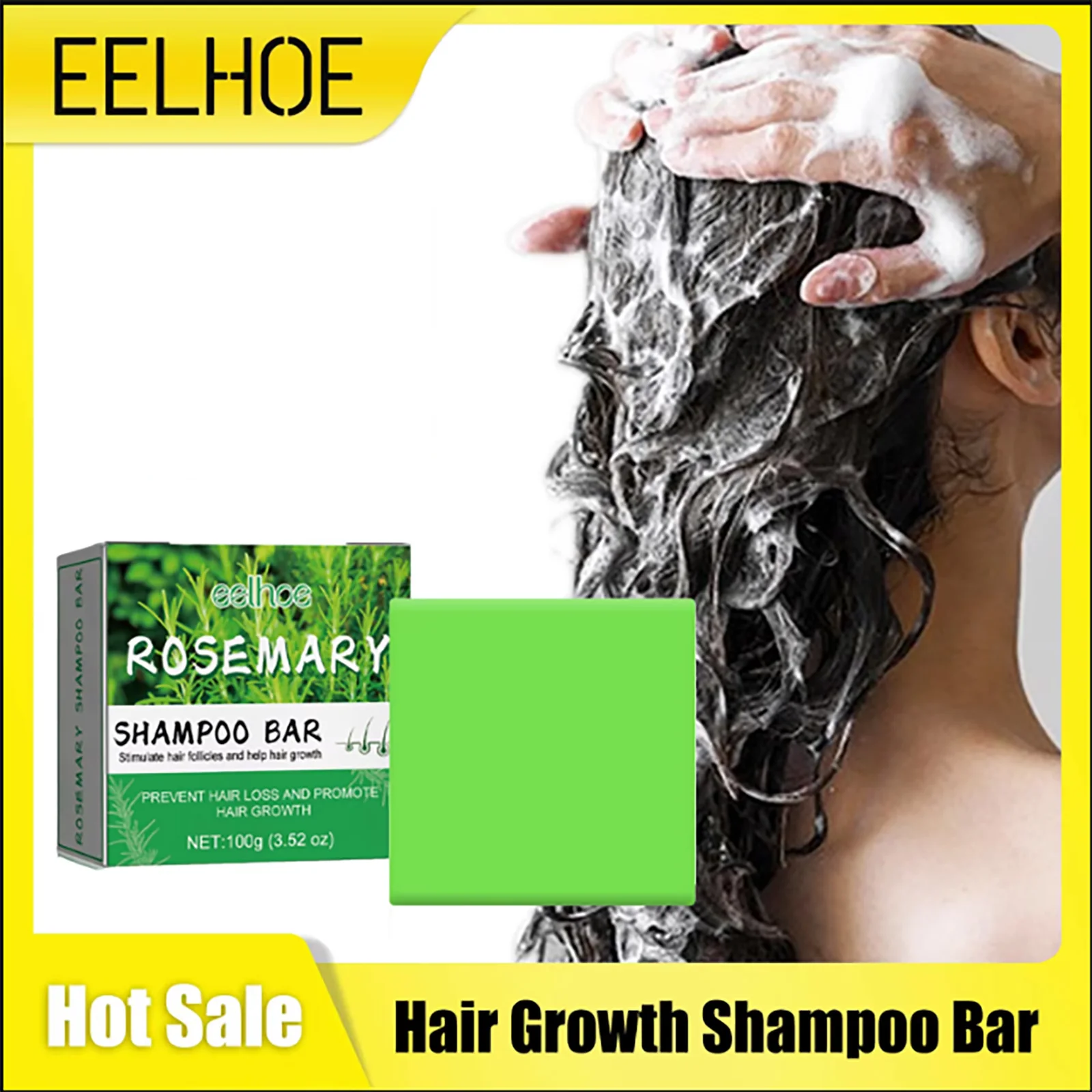 

EELHOE Promoting Hair Growth Shampoo Soap Cleansing Repairing Damaged Hairs Prevent Thinning Fluffy Anti Hairs Loss Shampoo Bar