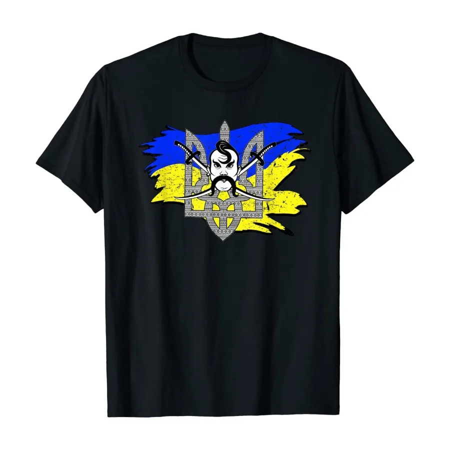 Ukrainian Tryzub Ukraine Flag Cossack Warrior Mens Gift T-Shirt. Summer Cotton Short Sleeve O-Neck Unisex T Shirt New S-3XL