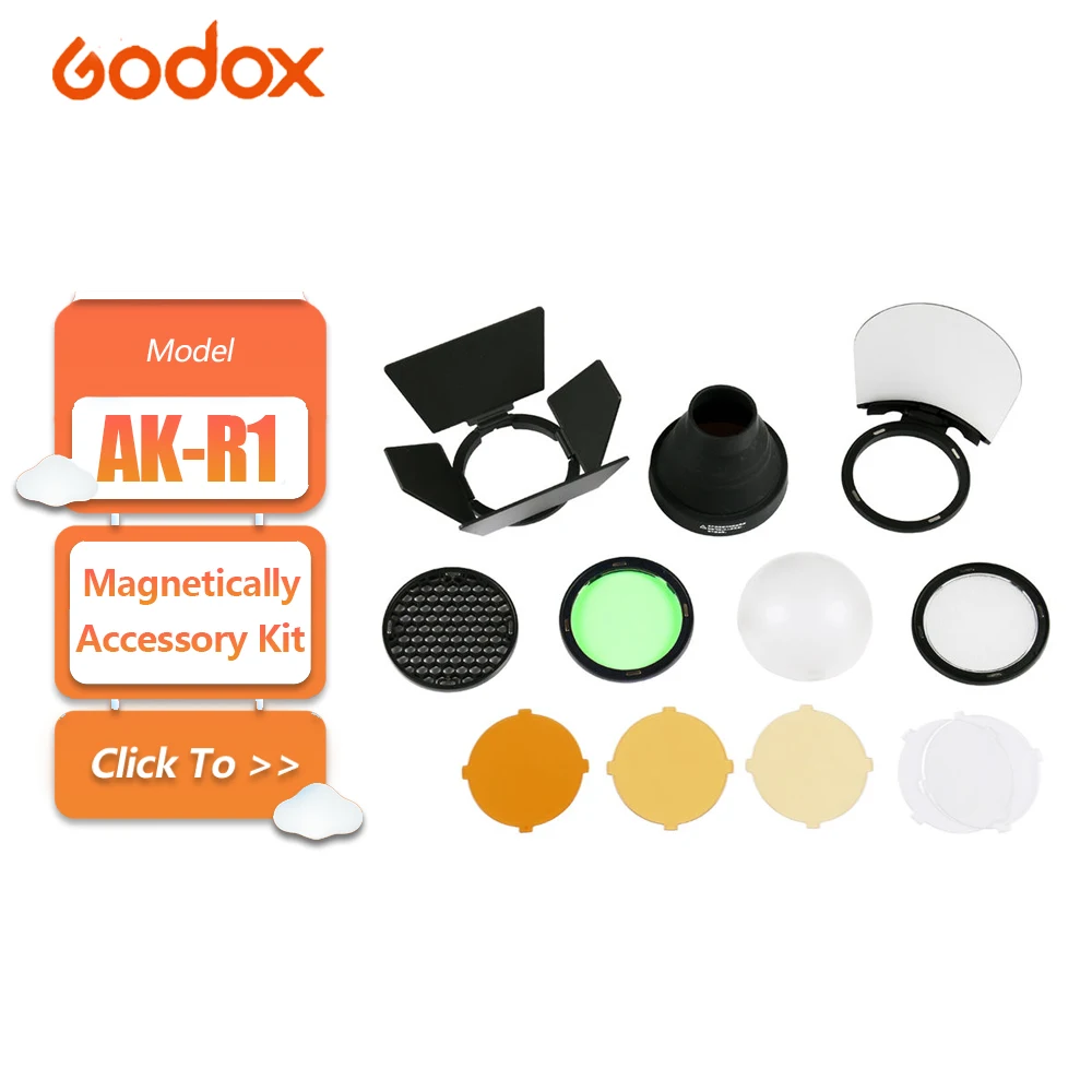 Godox AK-R1 Accessories Kit Attach Magnetically for V1 Pro V1mid V100 H200R AD100 Pro Round Head Flash Accessory for Photography