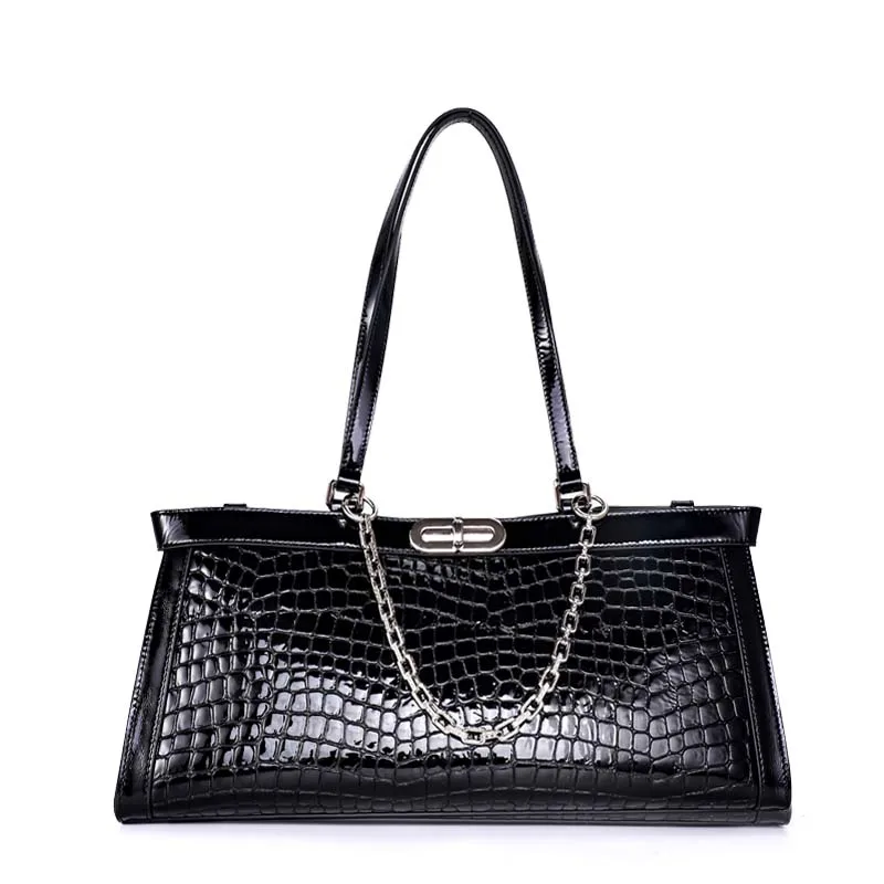 Large Capacity Crocodile Pattern Women Handbags 2024 New Lady Casual Underarm Bag Genuine Leather All-Match Shoulder Bags