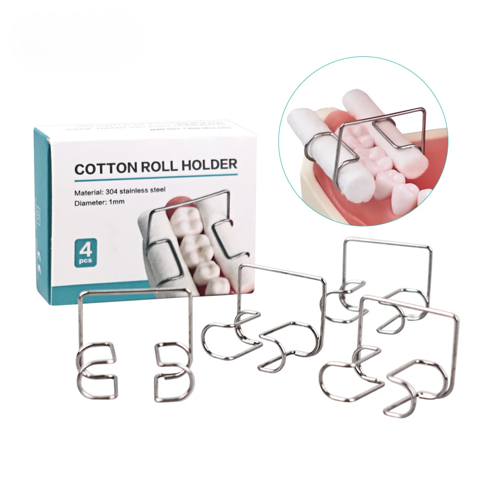 4pcs/Box Dental Cotton Roll Holder Clip Orthodontic Stainless Steel Tool Clinic Ortho Lab Supplies Cotton Holder Autoclavable