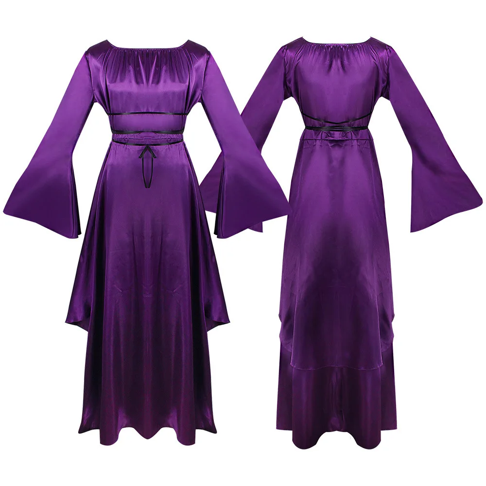 فستان نسائي بأكمام طويلة وياقة مستديرة مع حزام وحافة غير منتظمة، زي تنكري للهالوين، أزياء نسائية تقليدية على الطراز الصيني ال... #5