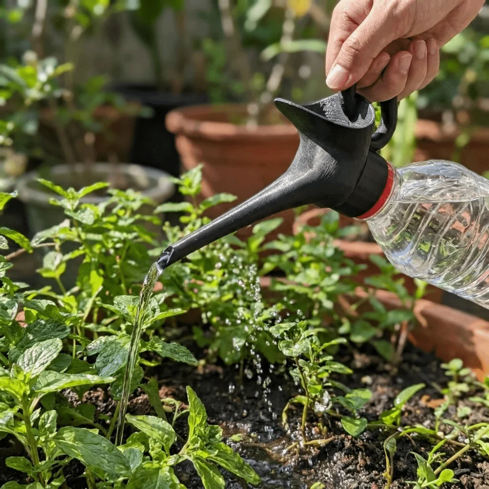 3D Printing Plastic Bottle Watering Connector Long Mouth Nozzle Water Saving Sprinkler Connector Portable Plant Watering Tool