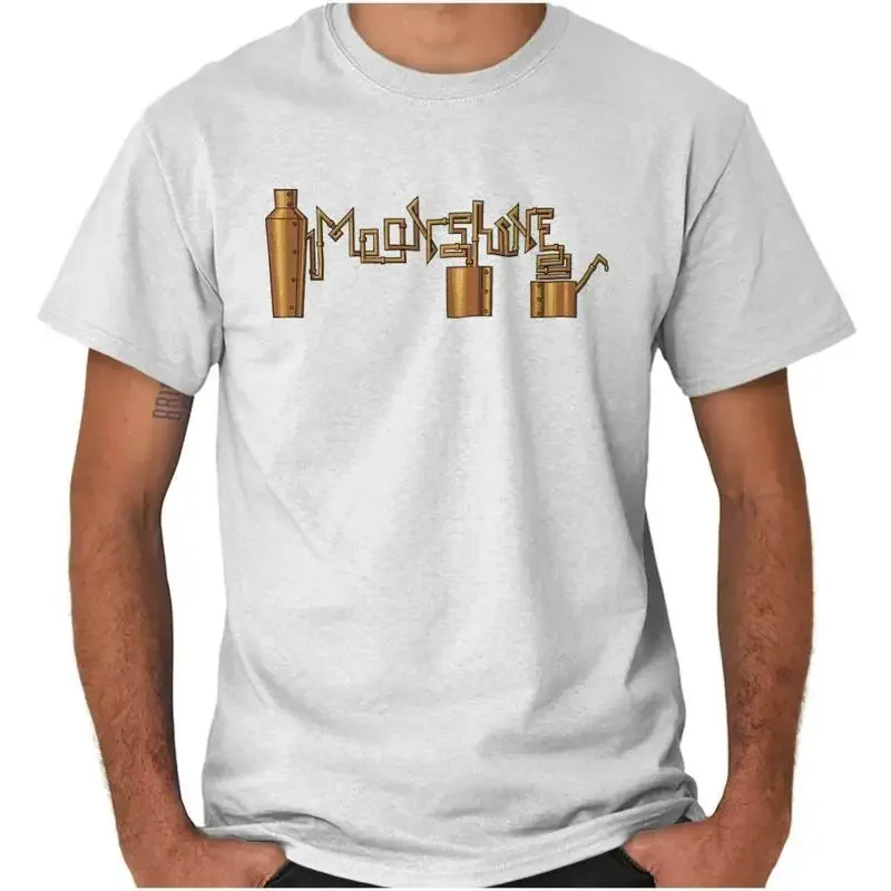 Making Moonshine Drinking Alcohol Whiskey Womens or Mens Crewneck T Shirt Tee