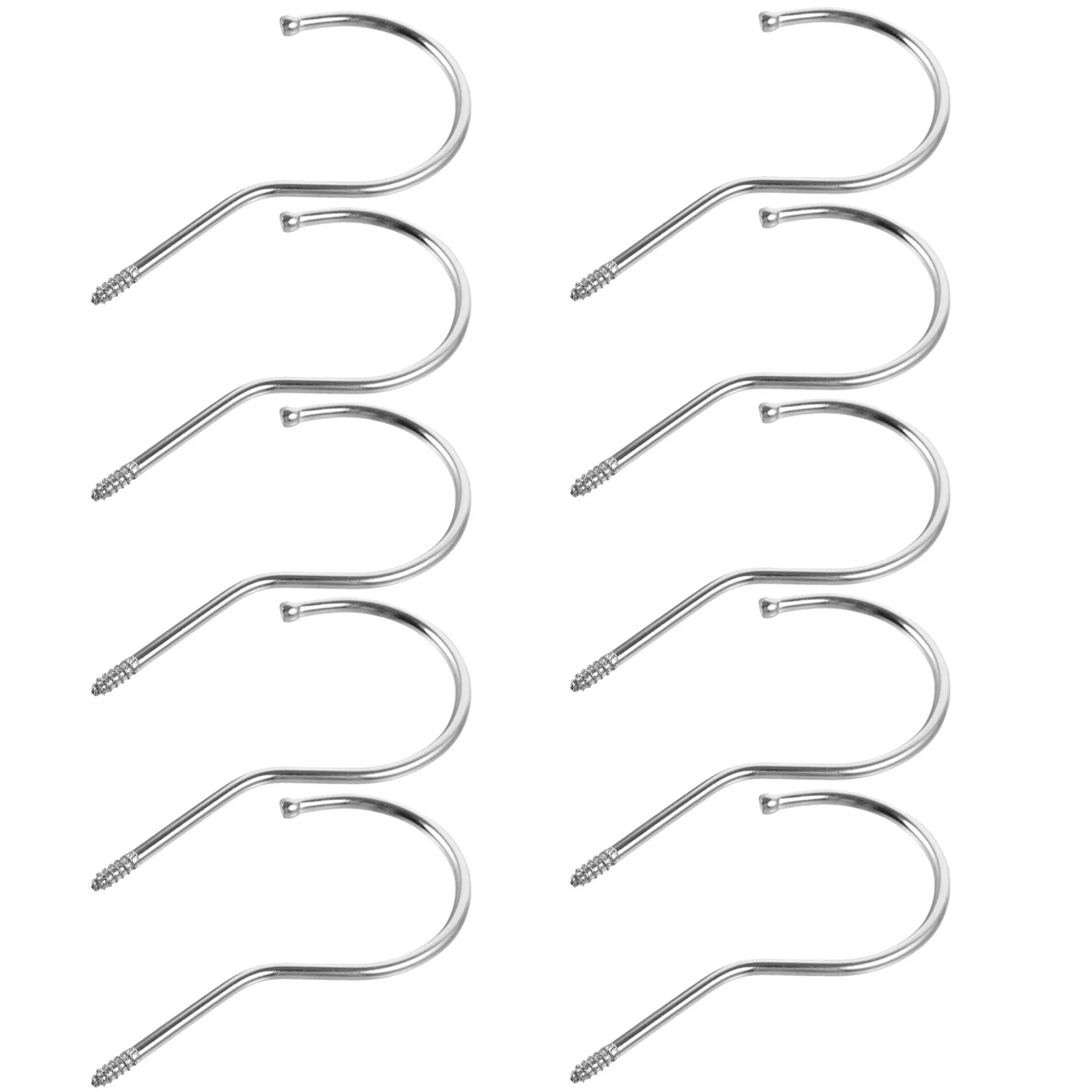 10pcs Stainless Steel Screw Hooks – Heavy-Duty Rustproof Hangers for Coats, Bags, Towels, Hats, Mugs, Home & Office