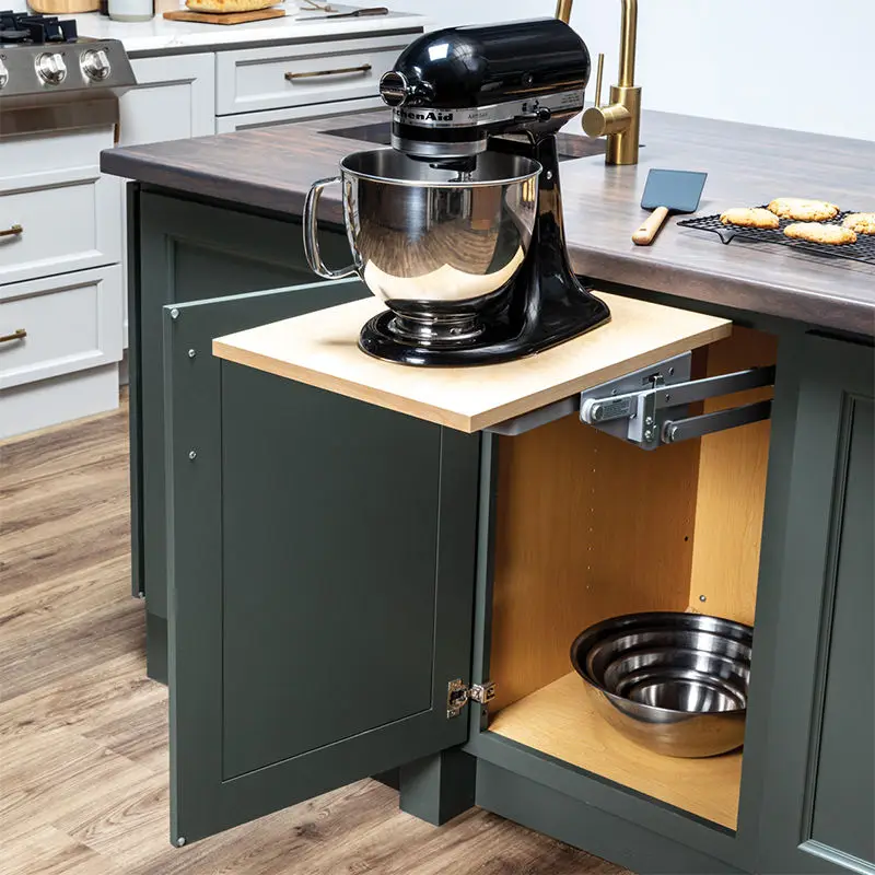 New Hidden Kitchen Lifting Cabinet System - Spring Rack Automatic Mechanical Telescopic Lift Shelf for Mixer Storage