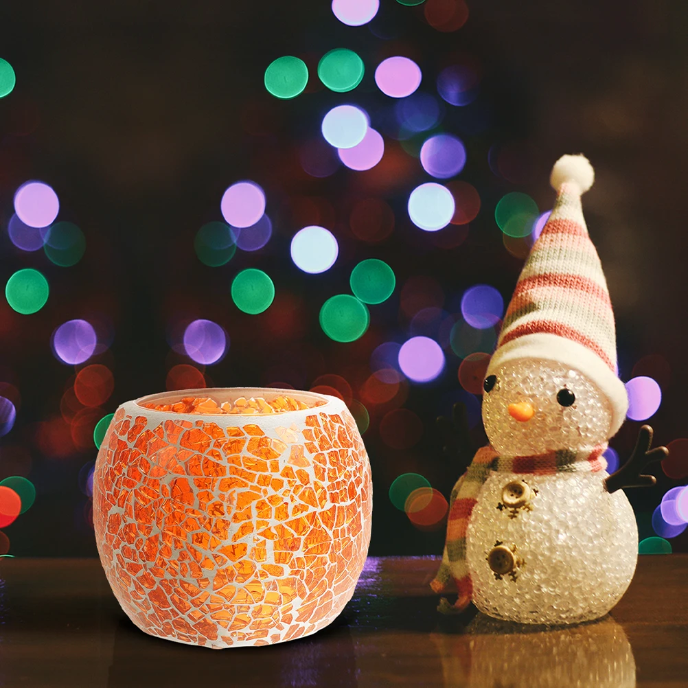 

2Pcs Decorative Glass Holder Mosaic Style Tealight Votive Stand for Living Room Dining Table Centerpiece