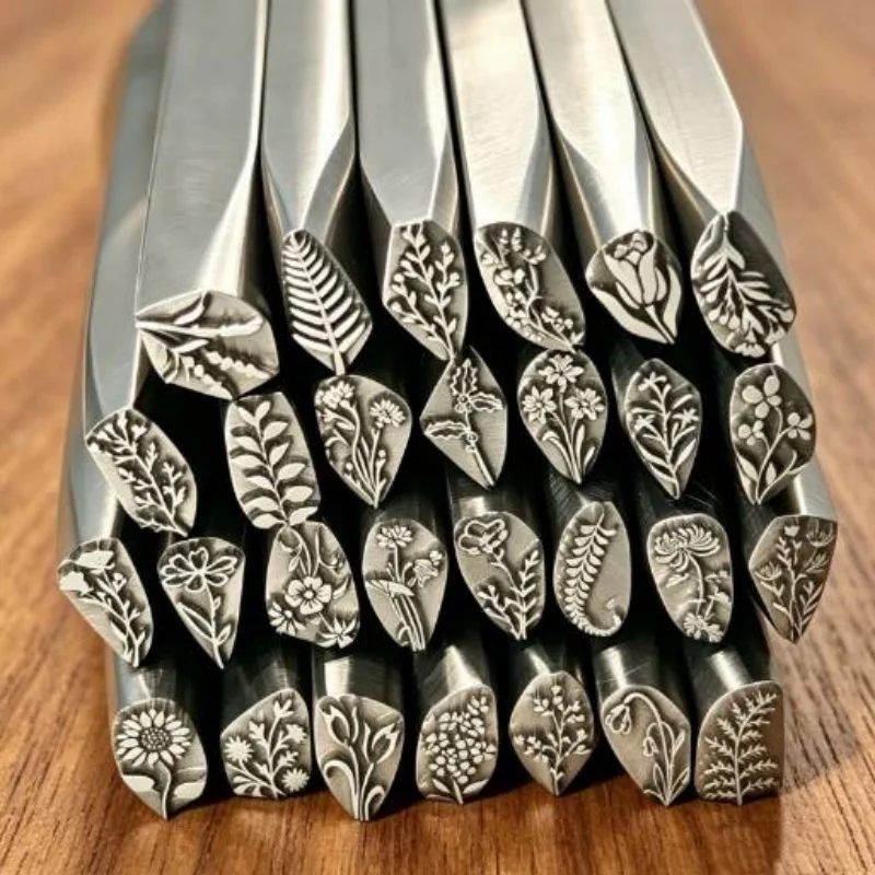 Jewelry Stamps, Floral Patterns, Steel Stamps, Gold and Silver Bracelets, Pendants, Chiseling Molds, Gold-Beating Tools