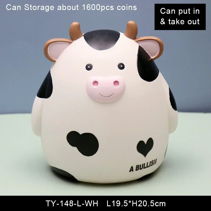 Cow Piggy Bank, Kids Money Bank for Boys, Plastic Animal Banks Birthday for Boys Girls, Adult Coin Saving Boxes Home Decoration