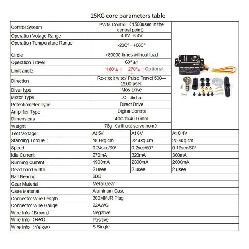 Servo motor digital à prova d'água, 25kg, alto torque, engrenagem de metal, para carro rc, robô, braços mecânicos