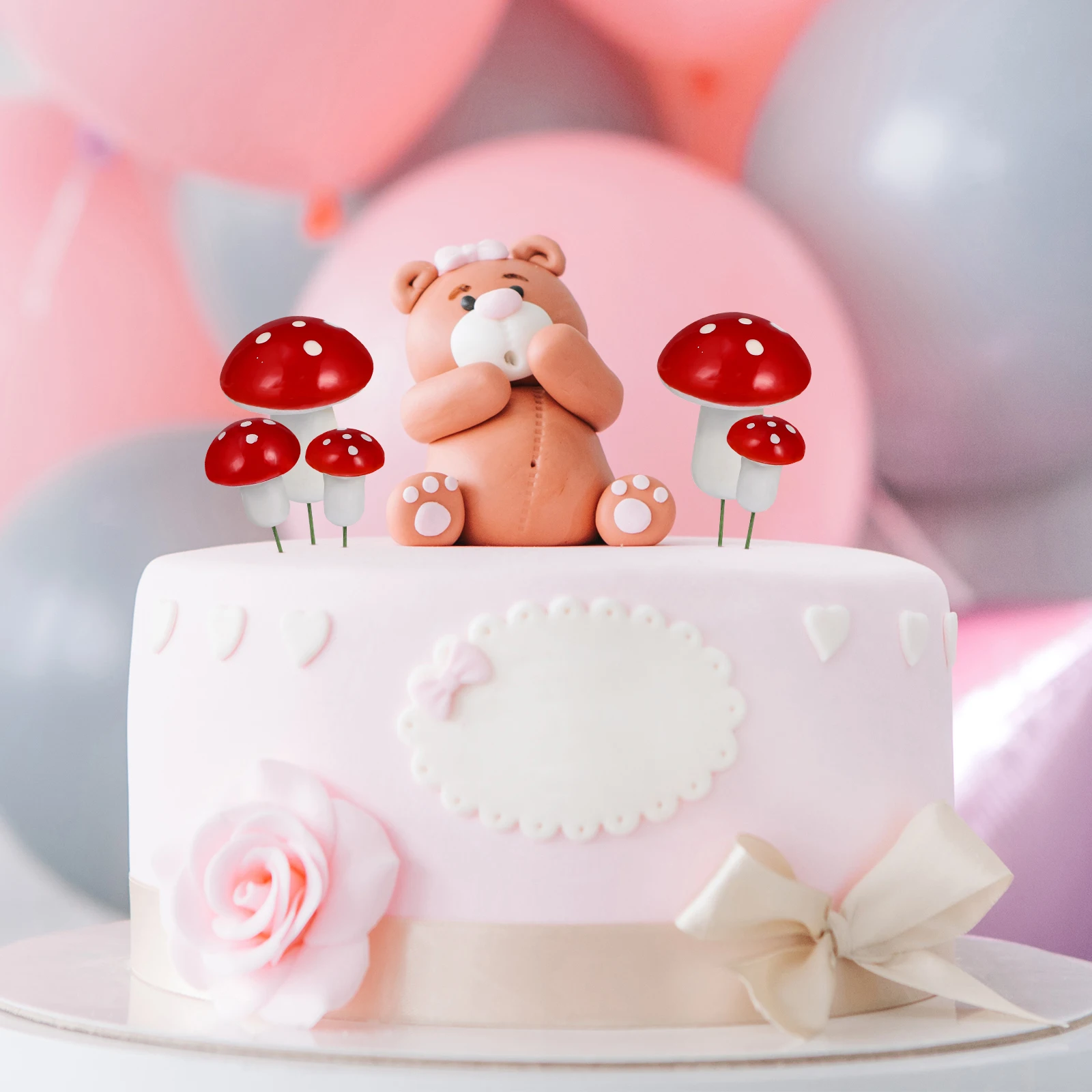 

30 Pcs Birthday Cake Decoration Insert Baby Topper Toppers Foam Mushroom Party Decorations