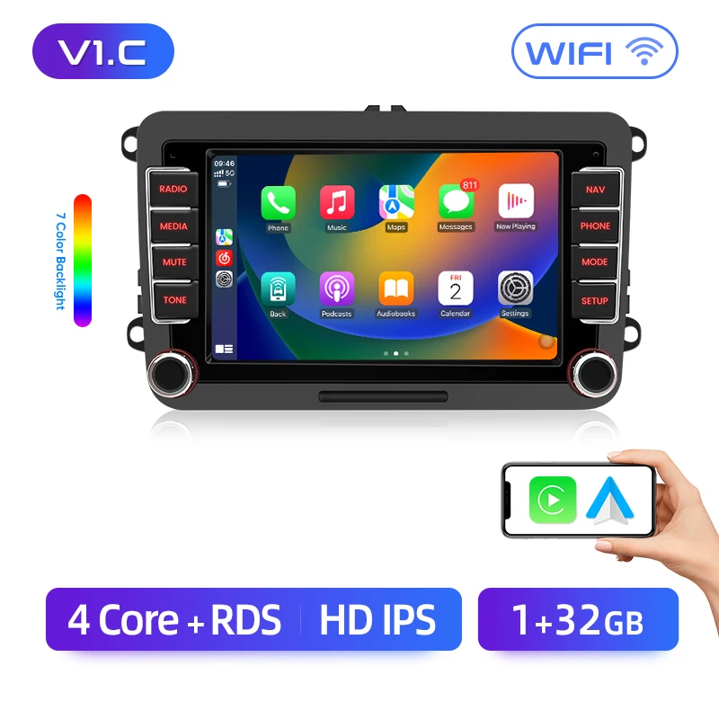 Junsun 7 "Draadloze Carplay Android Auto Radio voor VW Passat B6 B7 T5 Tiguan Touran GOLF 6 POLO Stereo GPS Multimedia Speler