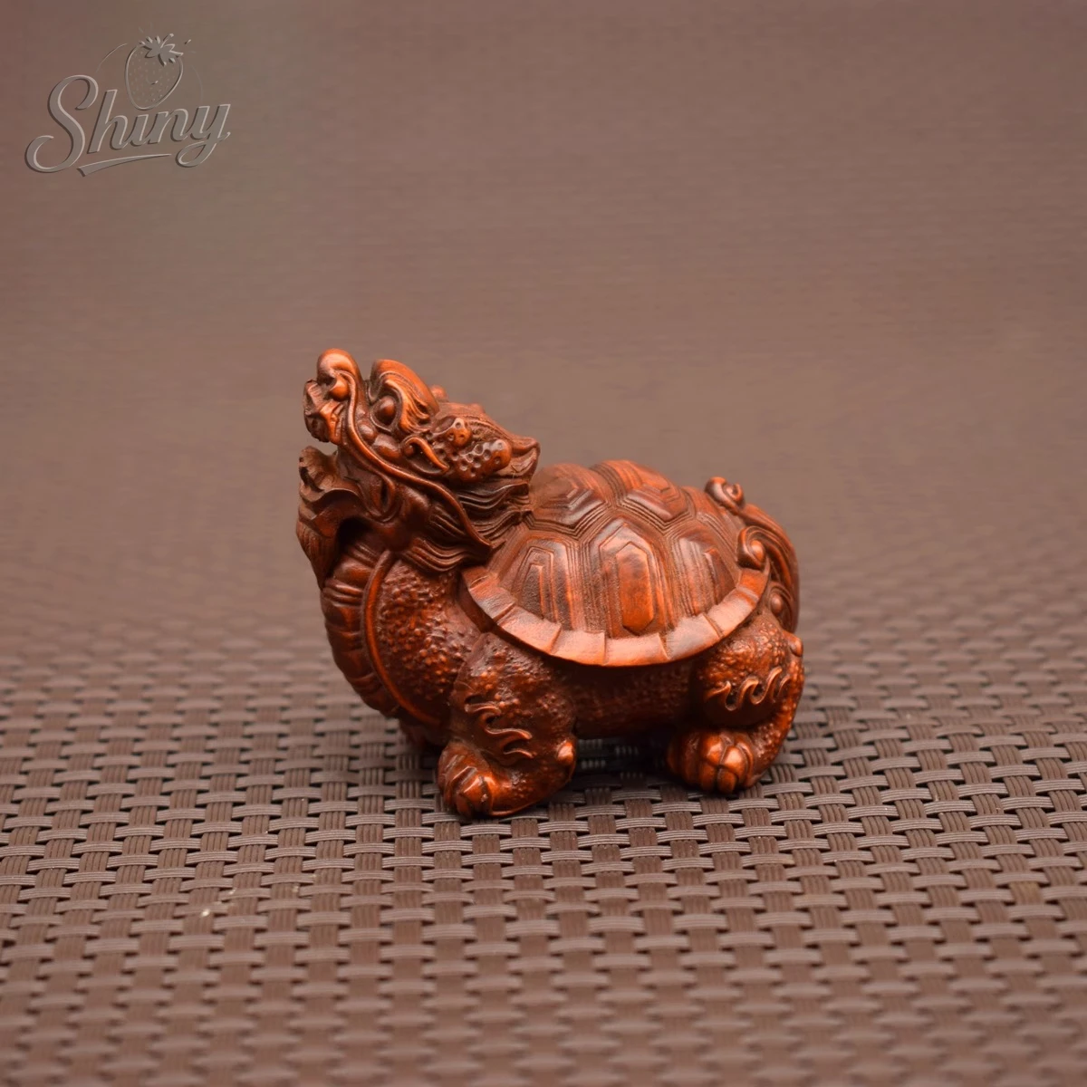 

Old Chinese Boxwood Hand Carved Dragon Turtle Figure Statue Decoration Feng Shui Auspicious Desktop Decorations