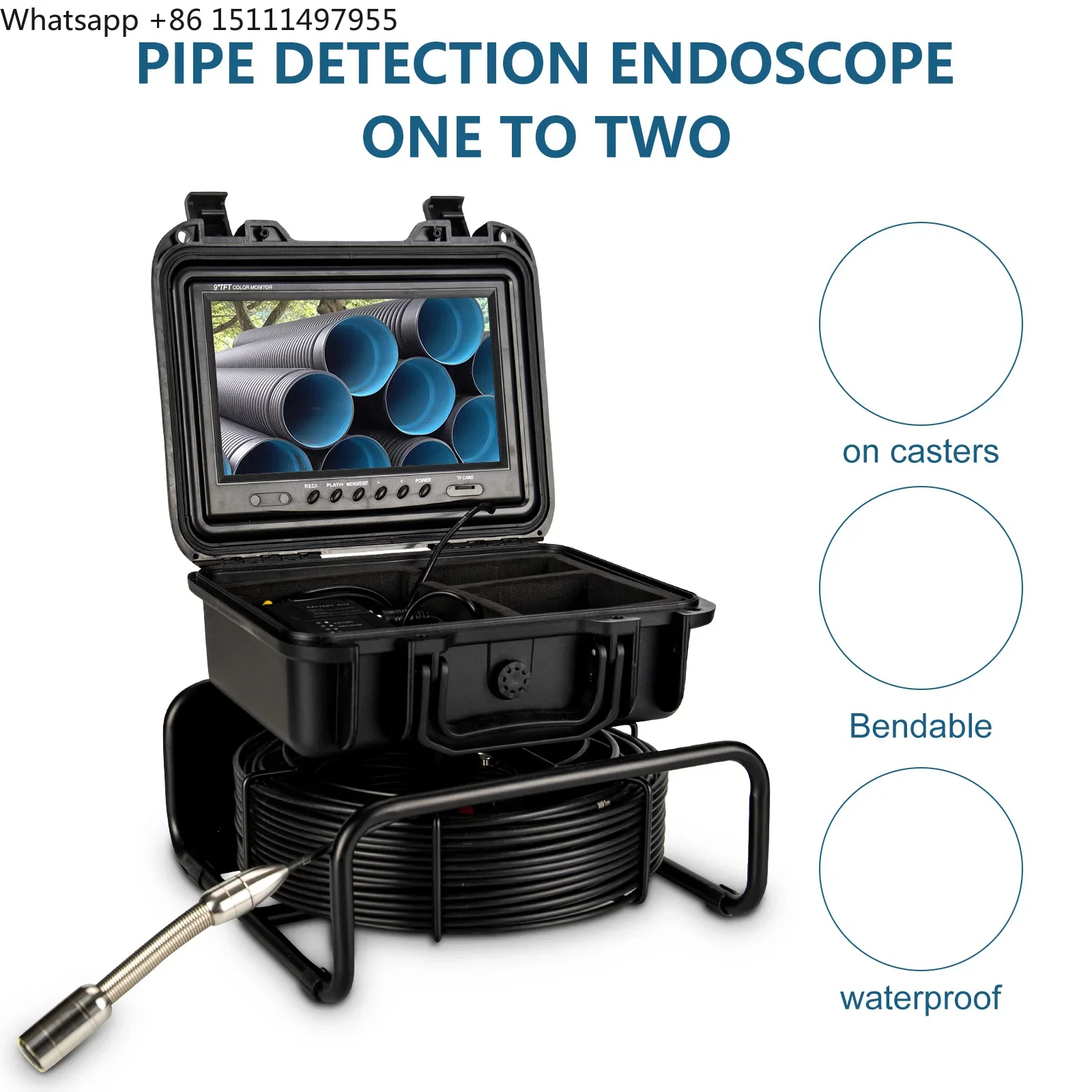 Hot Sale 1080P Endoscope 512 HZ Self Leveling Industrial 23 mm Sonde Head Drain Pipe Inspection Sewer  with Locator