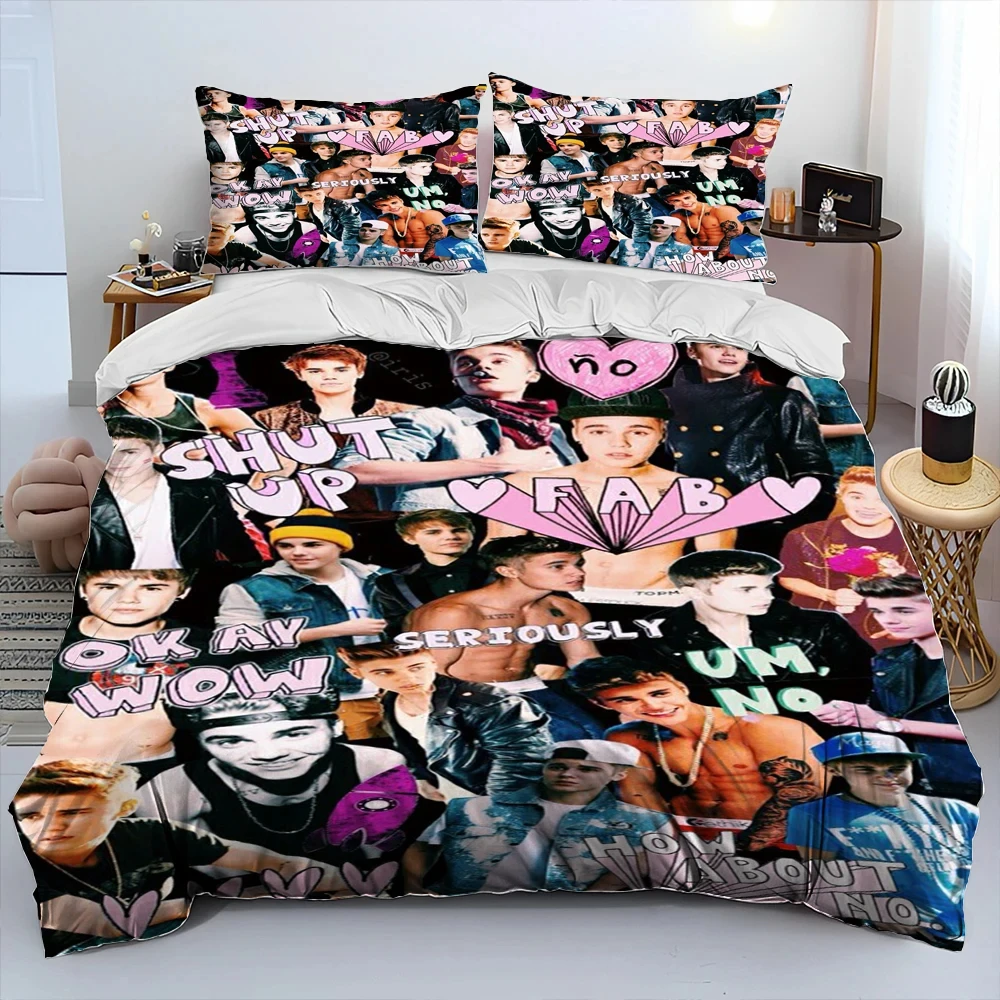 Popular Singe Justin Bieber JBiebs Bedding Set Duvet Cover Bed Set Quilt Cover Pillowcase Comforter king Queen Size Boys Adult