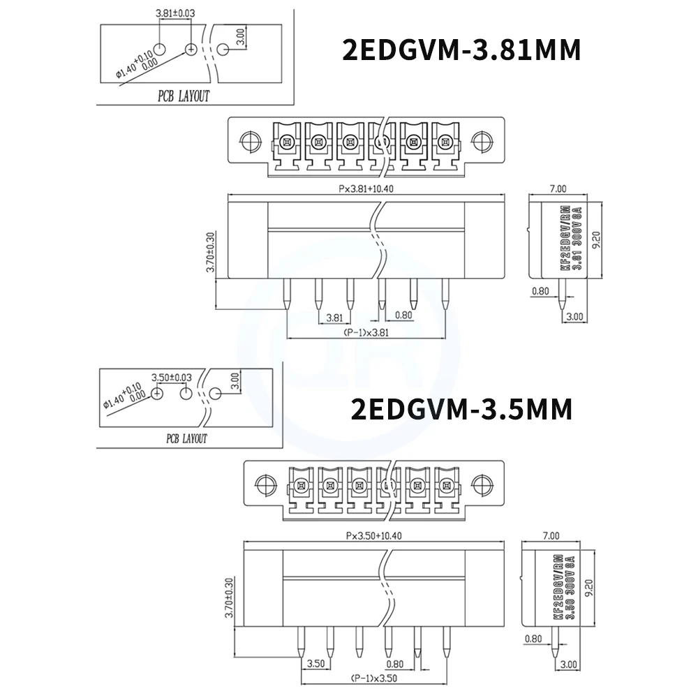 (10 pcs) KF 2EDGVM 2EDGRM 3.5mm 3.81mm Flanged PCB Solder Board Terminals Straight Pin/Right Angle 2~24P 15EDGVM/RM - 3.5 3.81