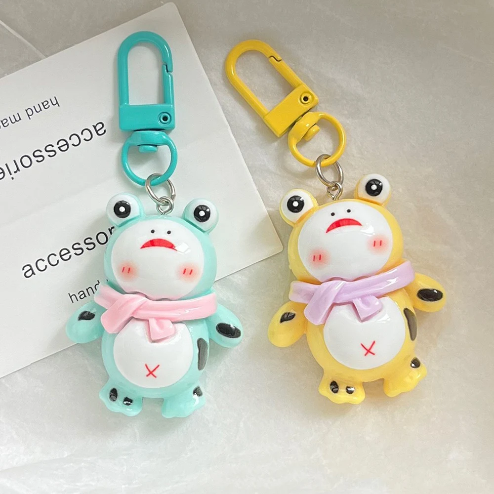 New Personalized Smiling Face Cool Frog Keychain Cartoon Creative Animal Frog Doll Bag Pendant Car Keyring Jewelry Gift