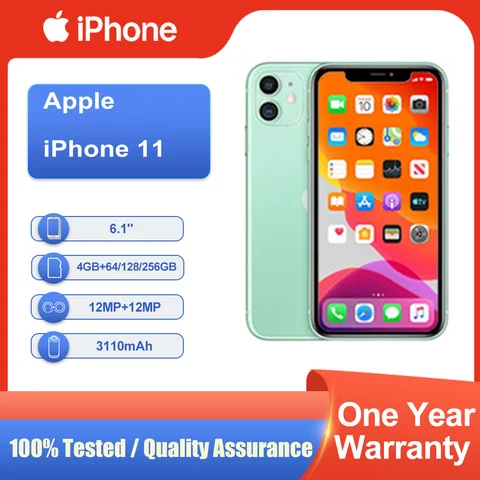 Original Unlocked Apple iPhone 11 4GB RAM 64/128/256GB ROM Used 6.1" Face ID NFC Super Retina XDR Fast Shipping 5G CellPhone