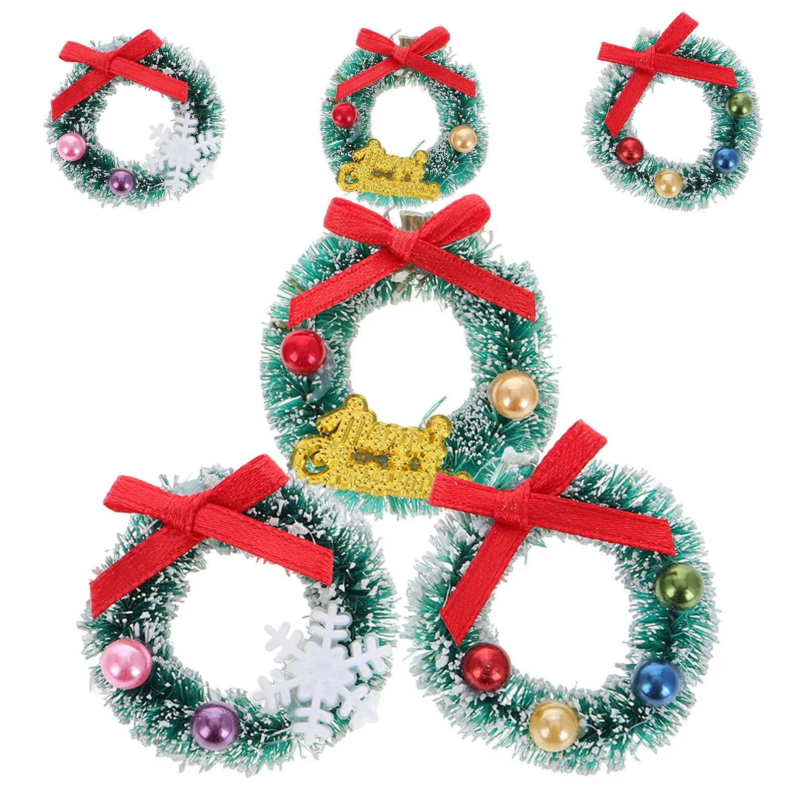 

6Pcs Mini Christmas Wreath Ornament Realistic Shape for Mini House Decoration Creative Craft Project Holiday Tabletop Desk