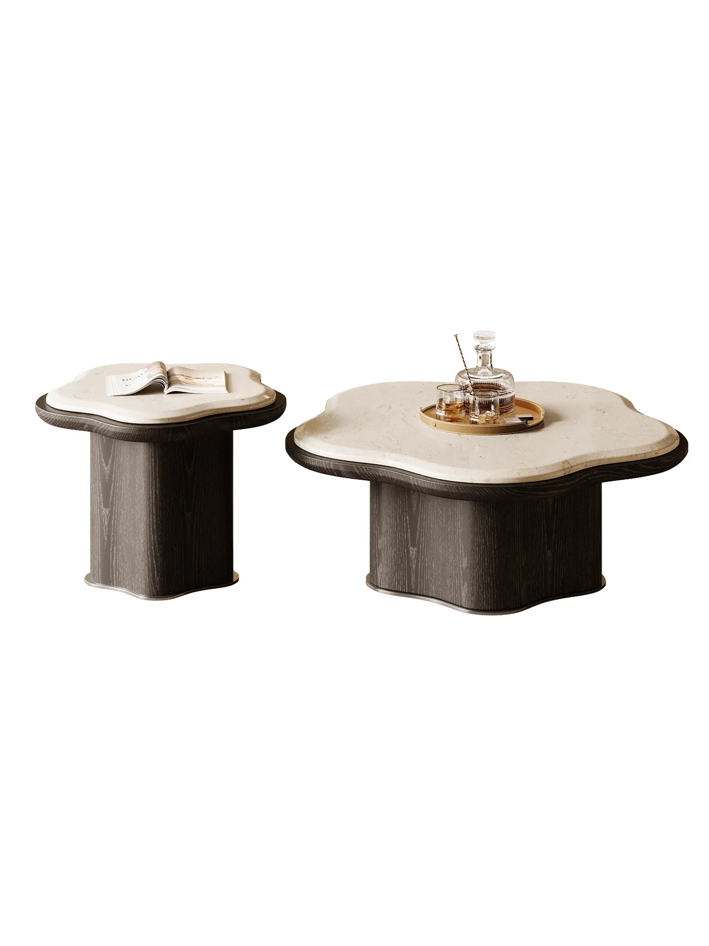 CX pure natural luxury stone coffee table petal-shaped Italian light luxury marble side table