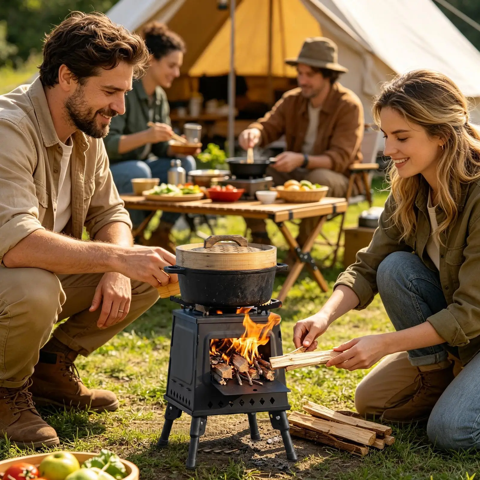 

Wood Burning Stove Portable Heating Burner Backpacking Wood Stove for Outdoor Barbecue Camping Hiking Patio Grilling