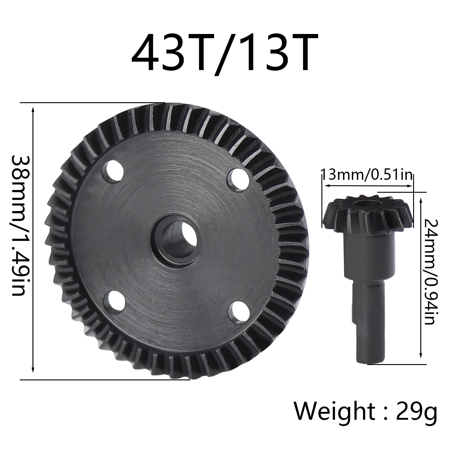 CNC Steel Diff Gear 42T/15T 43T/13T Transmission Diiferential Gear+Pinion Gear For 1/8 Typhon 6S BLX TLR Buggy Upgrade Parts