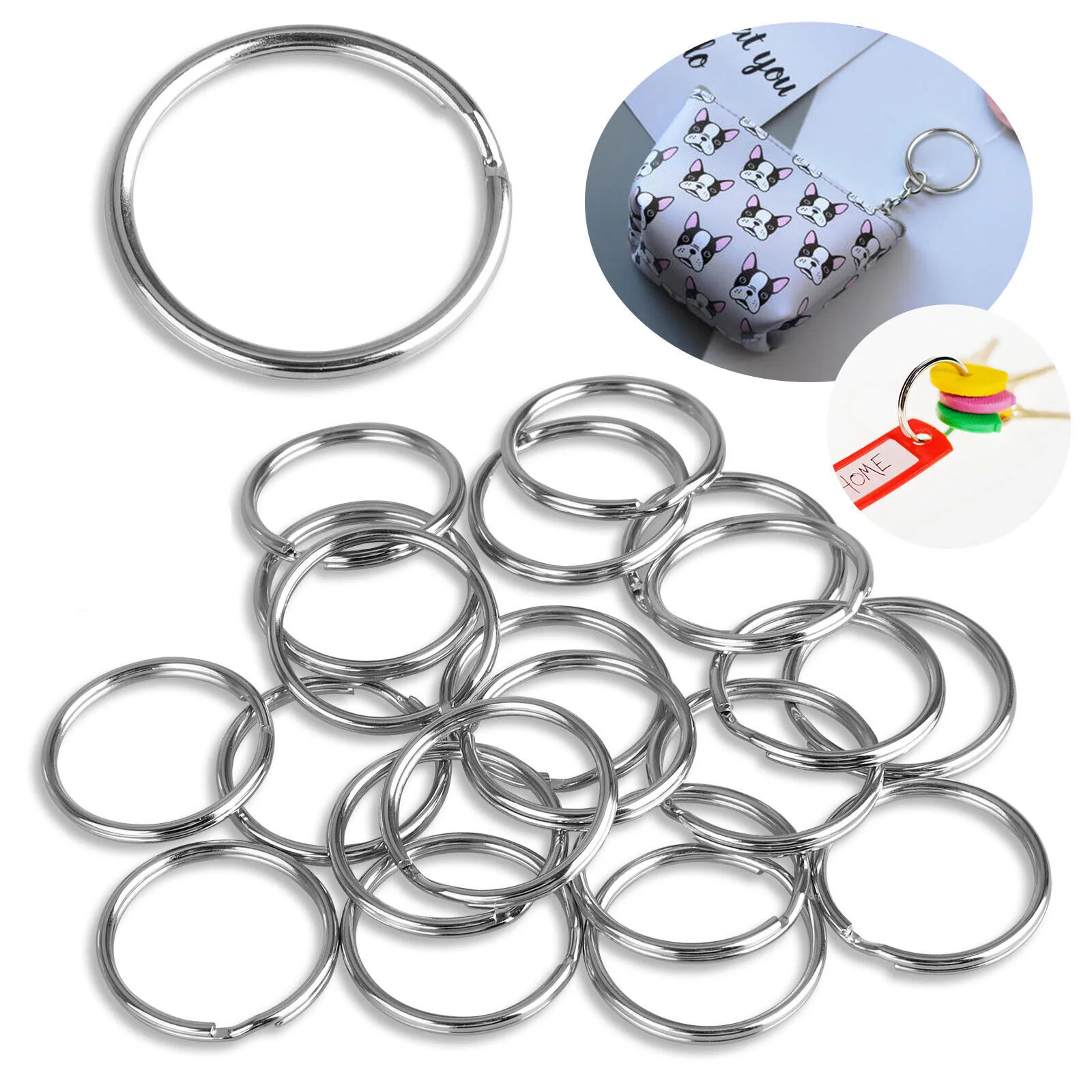 100Pcs 1 inch Metal Jump Split Rings Key Chain Utility Connectors For DIY Key Fob Keychain Jewellery Making Supplies Accessories